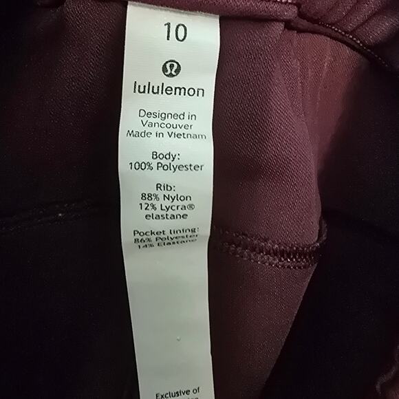 Lululemon Burgundy Athletic Hiking Walking Jogger Style Women's Pants 10 - Picture 4 of 4